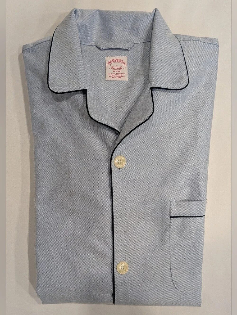 NWOT Brooks Brothers Men's Cotton Broadcloth Long sleeve Tattersall Pajama Top L